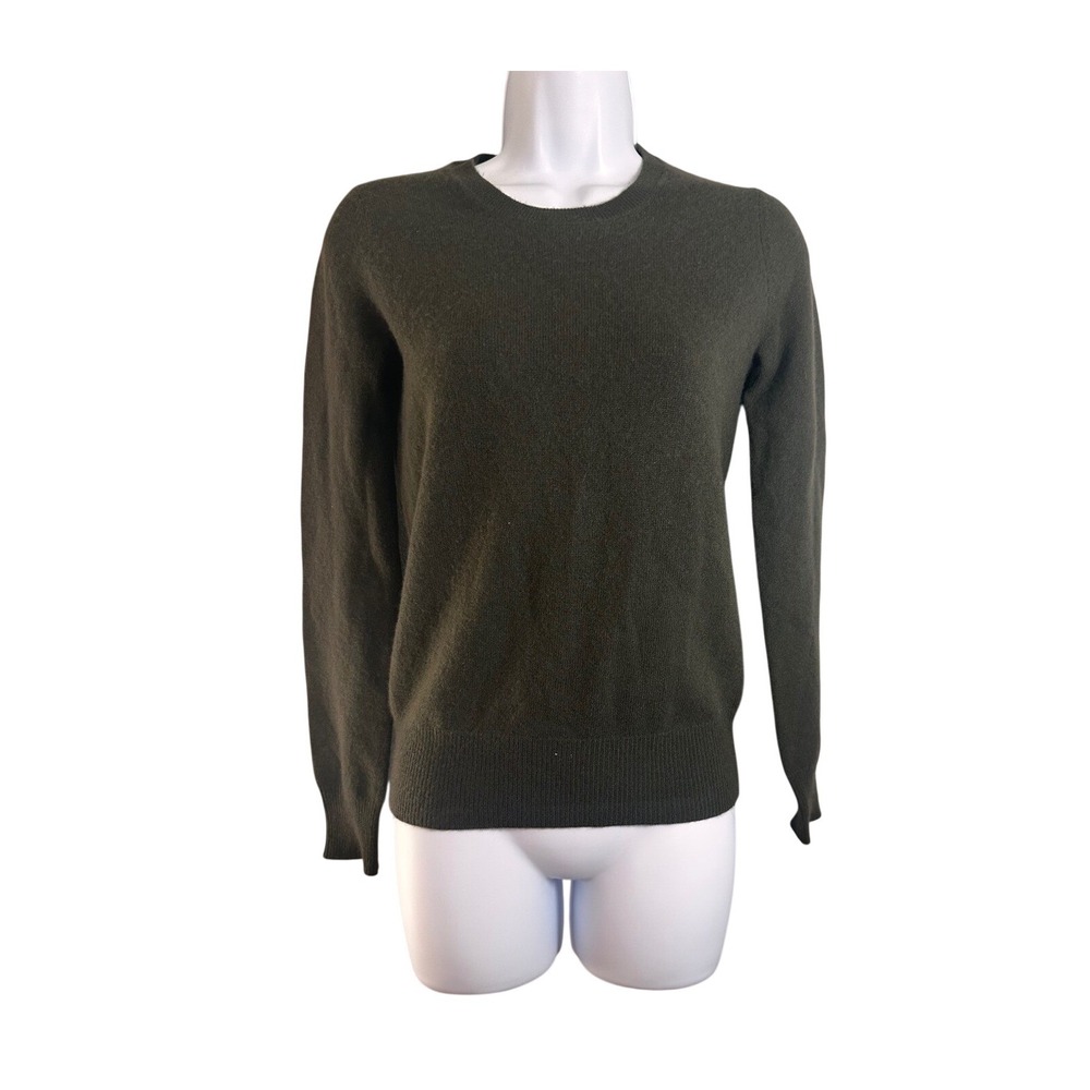 Neiman Marcus Cashmere Collection Olive Green Crewneck Sweater XS Luxury Knit